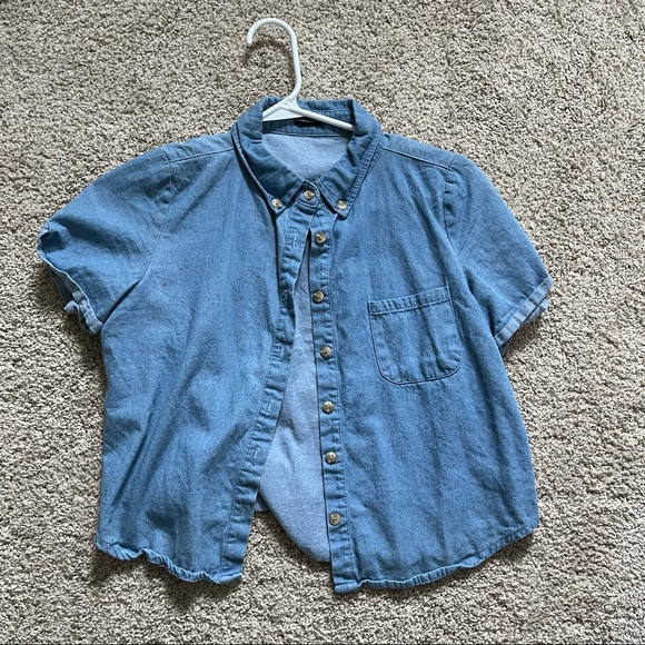 Brandy Melville BM Denim Crop Top Shirt - Picture 3 of 5
